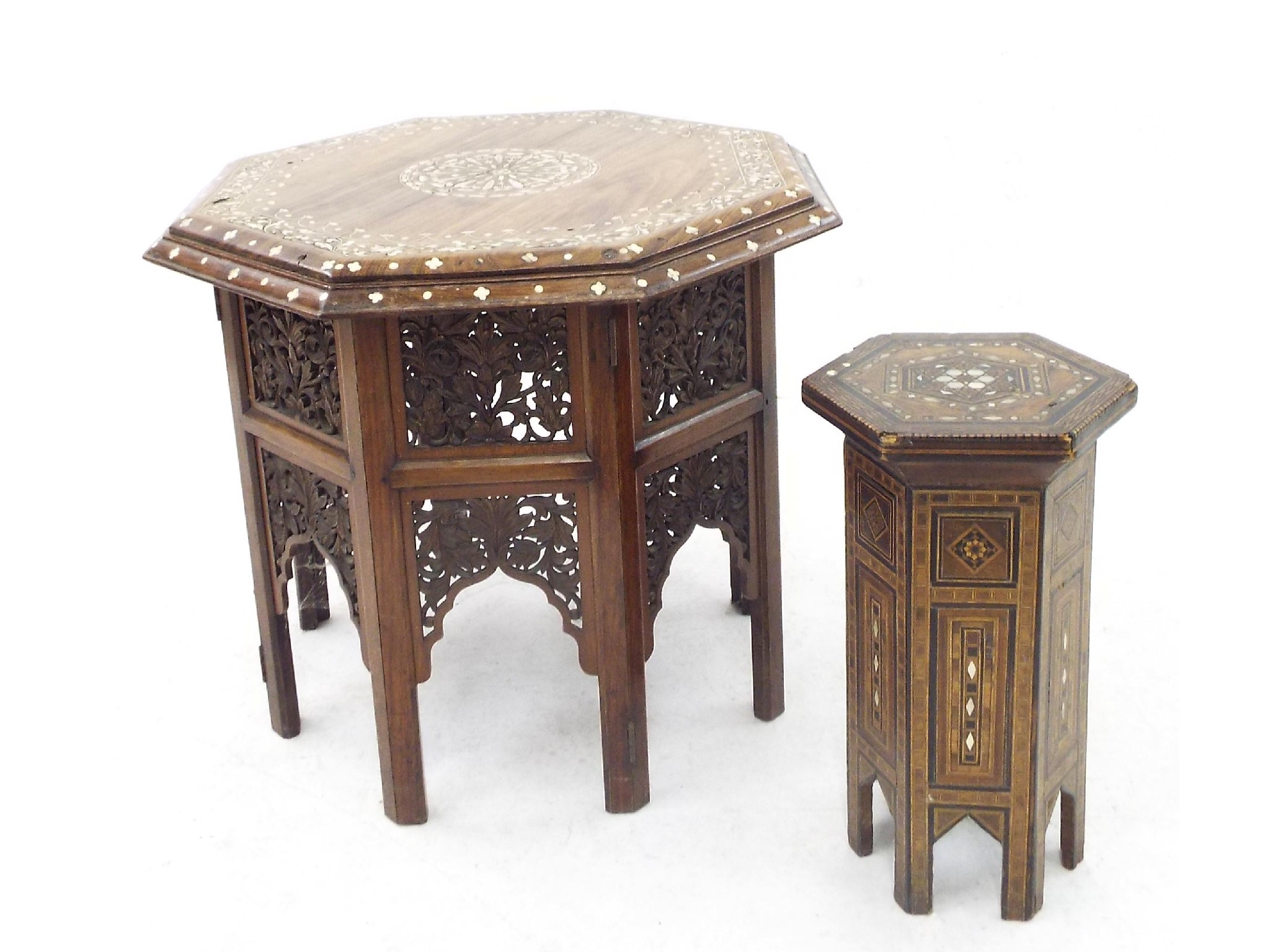 Appraisal: Eastern hardwood octagonal occasional table inlaid with bone upon a