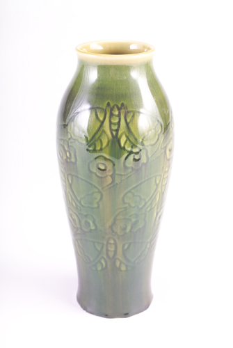 Appraisal: ROOKWOOD Aventurine vase carved by Elizabeth Lincoln with stylized flowers