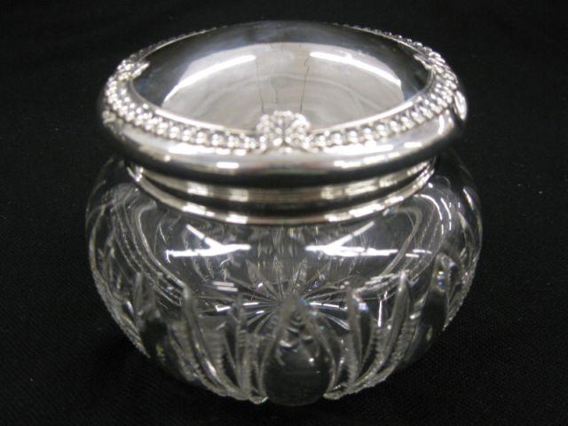 Appraisal: Large Sterling Silver Cut Glass Powder Jar gadroon border a