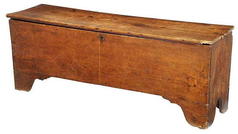 Appraisal: Early British Elm Lift Top Chest th century iron strap