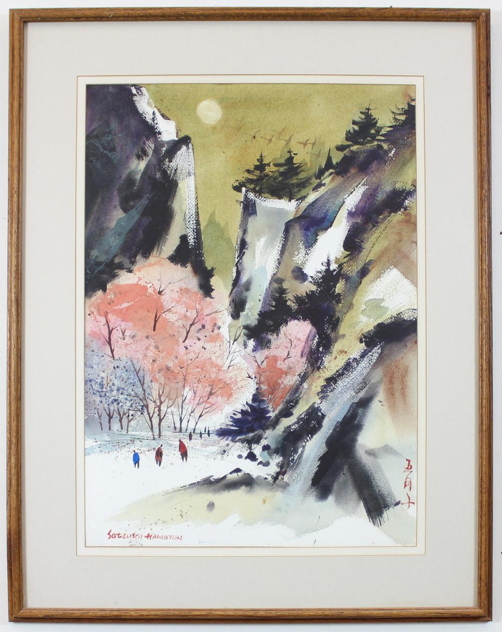 Appraisal: SATSUKO HAMILTON Oregon Japan th century watercolor on paper landscape