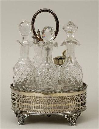 Appraisal: English Silverplate Cruet Frame with Cut Glass Bottles Frame x