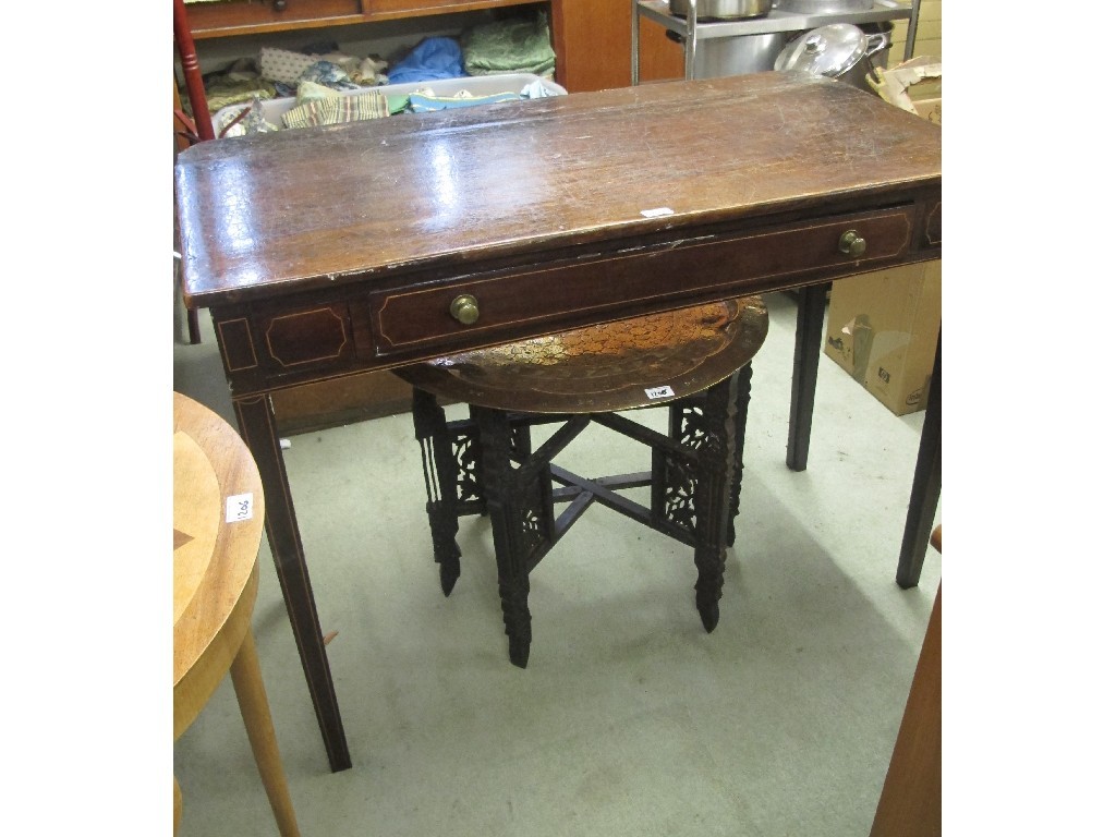 Appraisal: th century mahogany inlaid writing table BH