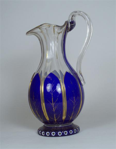 Appraisal: A mid Victorian Bohemian glass jug with ovoid body and