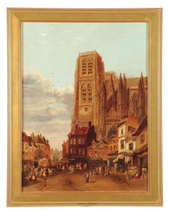 Appraisal: STREET SCENE EUROPEAN SCHOOL ND HALF- TH CENTURY Oil on