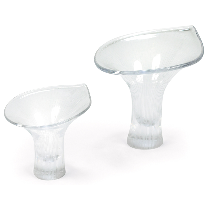 Appraisal: Tapio Wirkkala ''Kanttarelli'' vases two by Iittala Finland clear glass