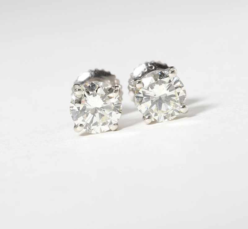 Appraisal: Pair full-cut round diamond stud earrings totaling approximately cts graded