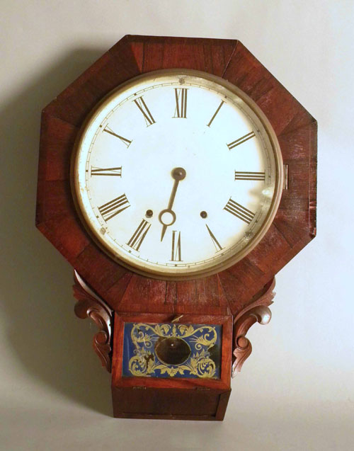 Appraisal: Victorian rosewood veneer wall clock th c h