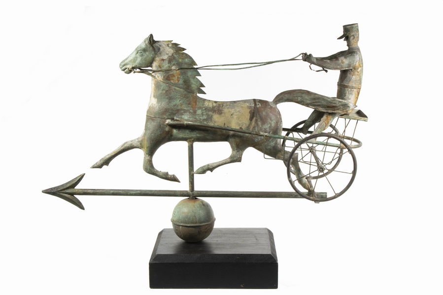 Appraisal: HORSE SULKY WEATHERVANE Early Figural Weathervane depicting a trotting horse