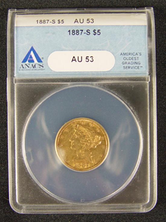 Appraisal: -S Liberty Gold Coin ANACS certified and graded AU