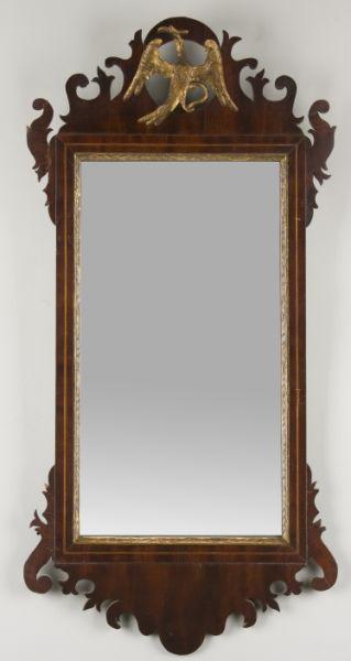 Appraisal: American Chippendale Mirror ca mahogany veneer with gilt Phoenix at