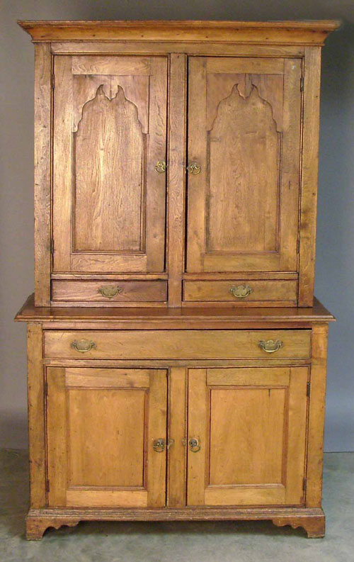 Appraisal: New England or Canadian butternut kitchen cupboard th c h