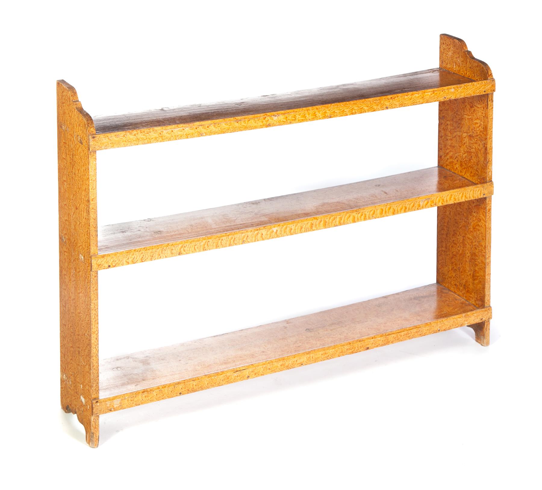 Appraisal: AMERICAN DECORATED BUCKET BENCH Nineteenth century pine Three mortised shelves