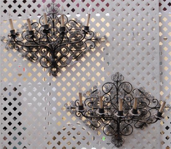 Appraisal: PAIR IRON WALL SCONCES H W Property from the NYC