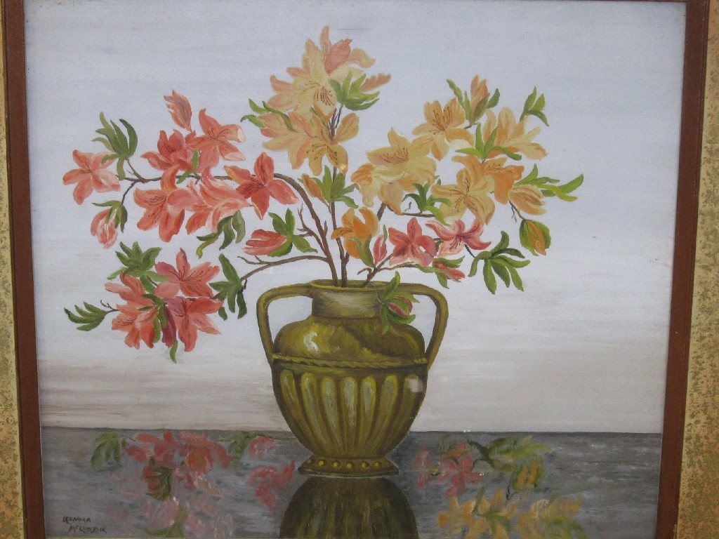 Appraisal: Oil on board flower study signed Leonora McLundie