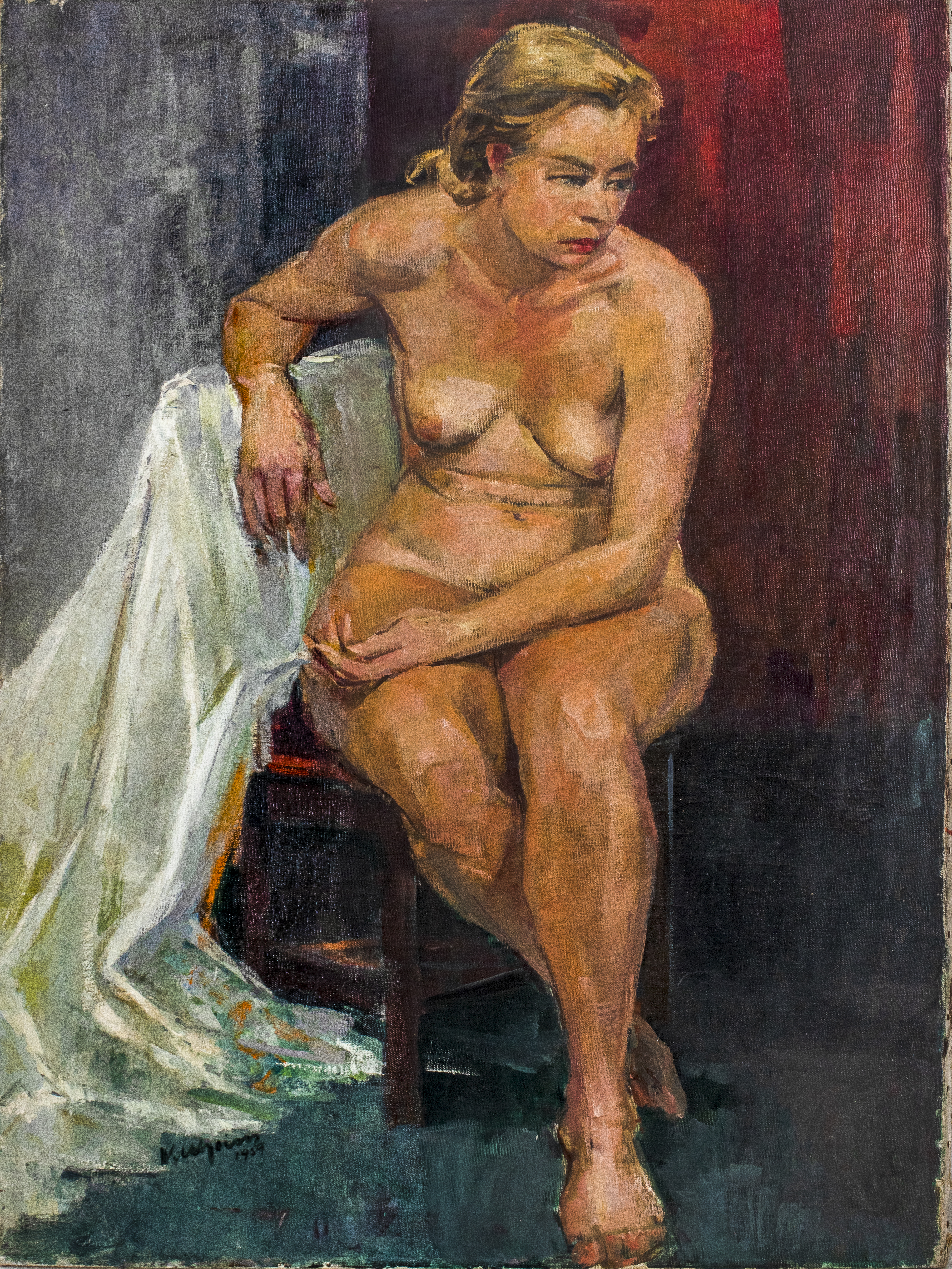 Appraisal: WILLIAM WILLHEM SEATED NUDE OIL ON CANVAS Oil on canvas