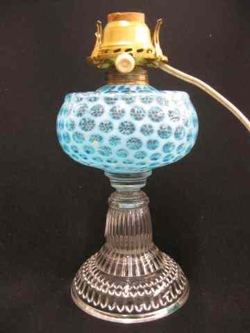 Appraisal: Blue Opalescent Glass Oil Lamp clear base '' electrified