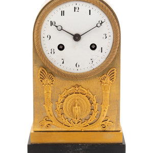 Appraisal: An Empire Style Gilt Bronze Mantel Clock th Century Height