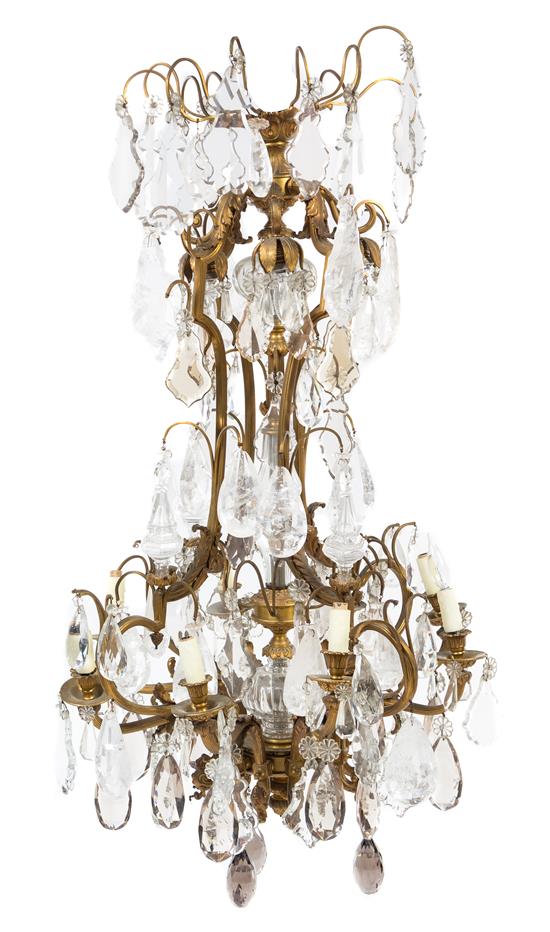 Appraisal: Sale Lot A French Gilt Bronze and Rock Crystal Eight-Light