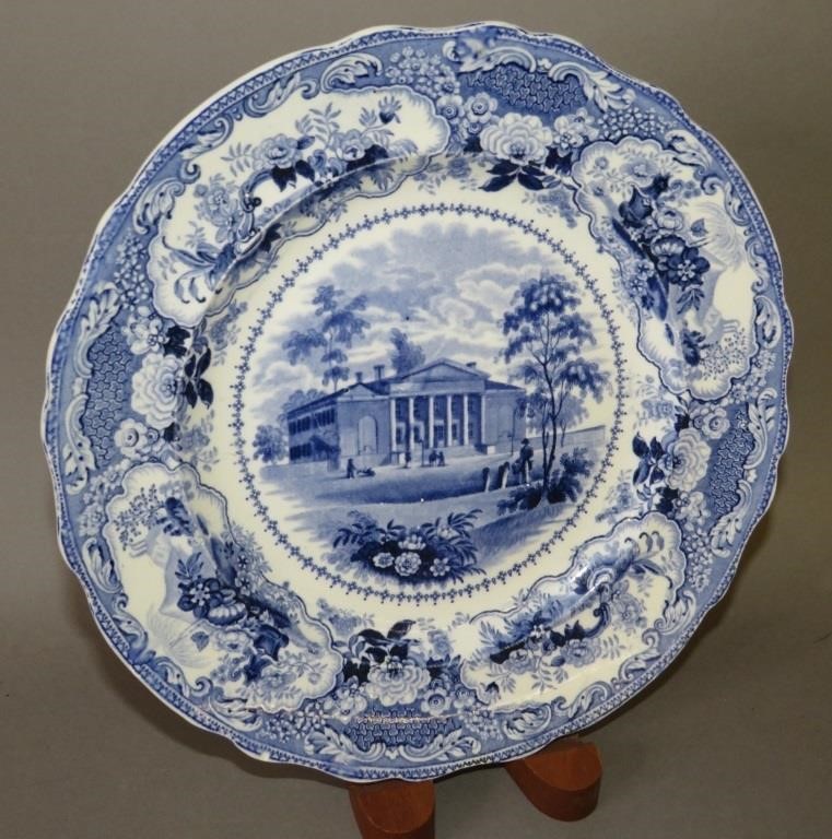 Appraisal: HISTORIC BLUE TRANSFER PLATE DUMB ASYLUM PHILADEca Historic Blue transfer