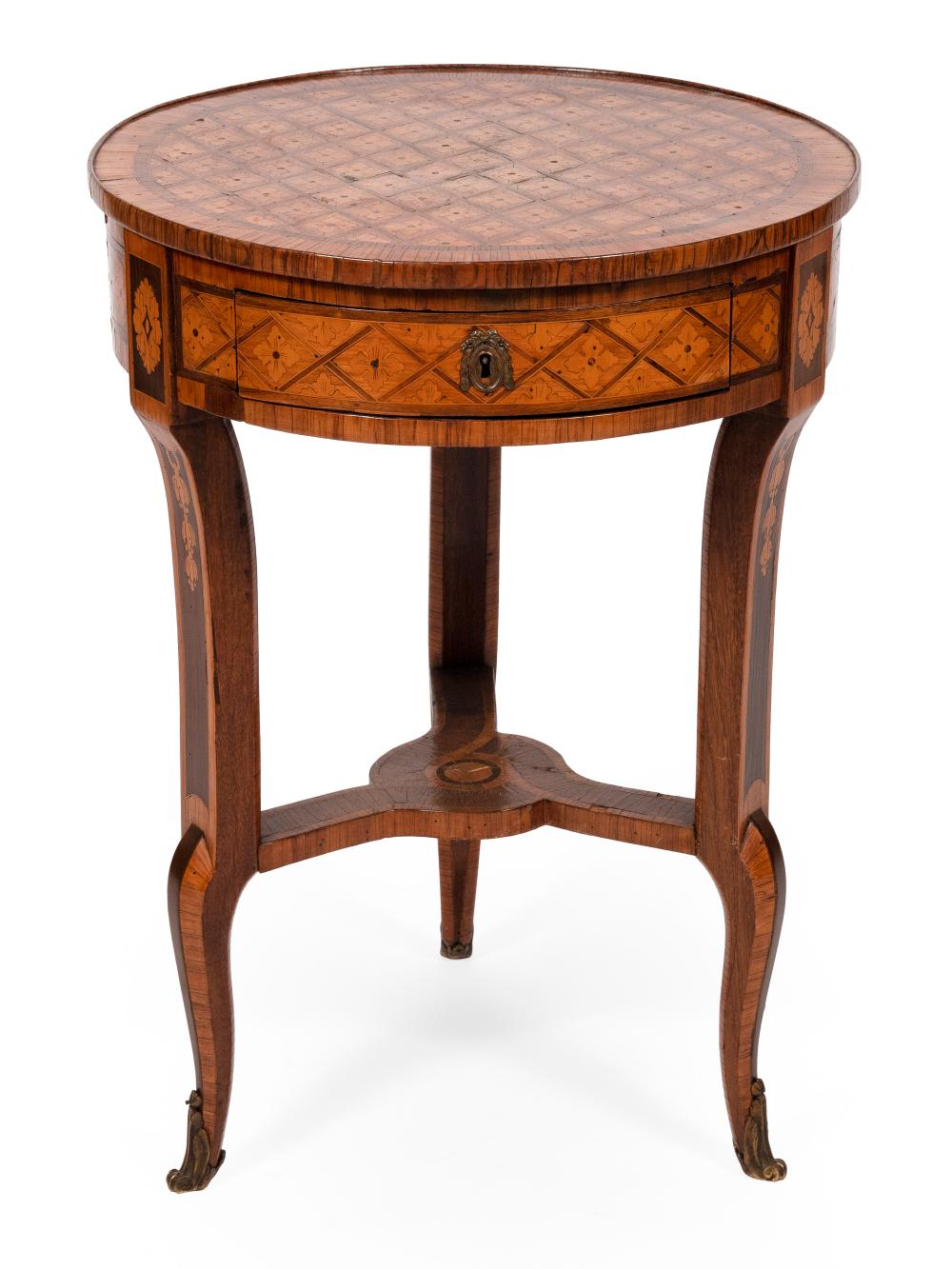 Appraisal: CONTINENTAL INLAID TABLE TH CENTURY HEIGHT DIAMETER CONTINENTAL INLAID TABLE