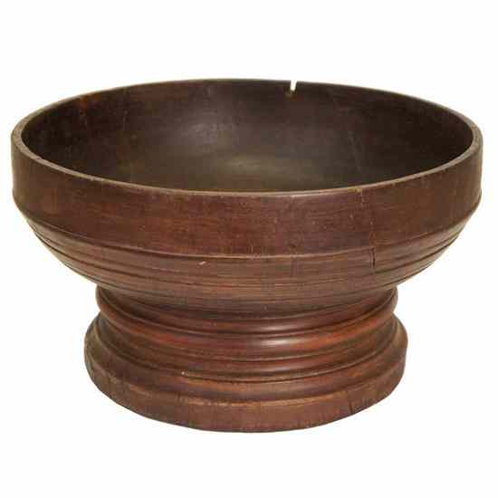 Appraisal: An Indian Teak Footed Rice Measure Bowl circa having straight