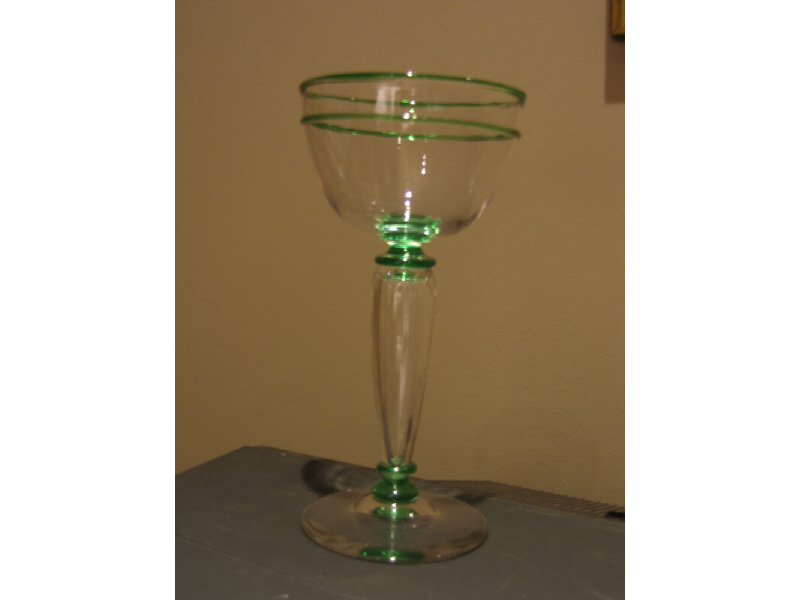 Appraisal: STEUBEN Blown glass wine goblet on air-infused stem clear with