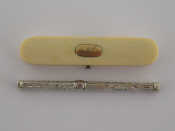 Appraisal: A George III ivory toothpick case with gold fittings and