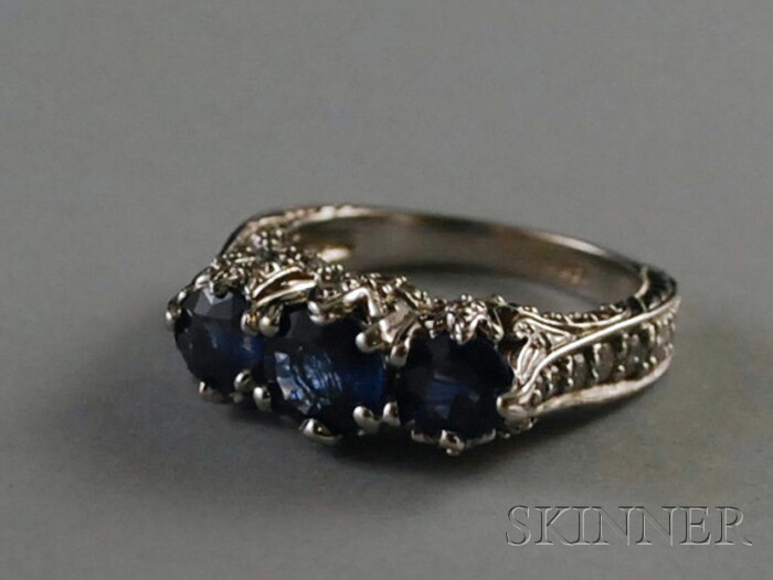 Appraisal: kt White Gold Sapphire and Diamond Ring total dwt size