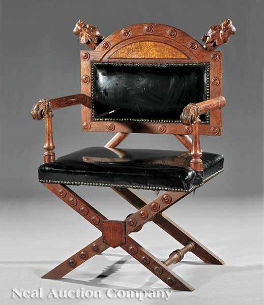 Appraisal: An American Renaissance Carved Oak and Elm Armchair mid-to-late th