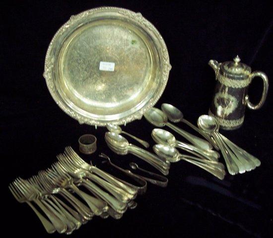 Appraisal: A plated dish together with a plated jug and assorted