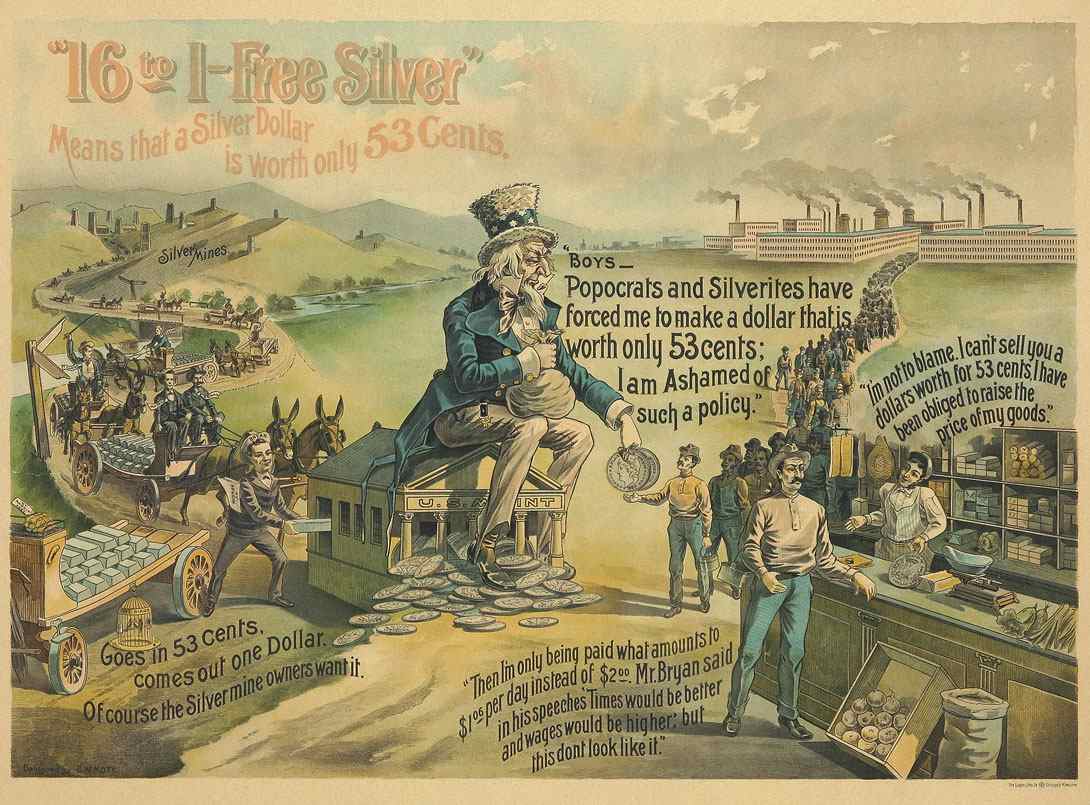 Appraisal: ANTI WILLIAM JENNINGS BRYAN FREE SILVER POLITICAL CAMPAIGN POSTER Circa