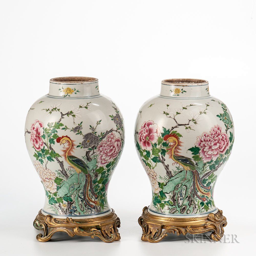 Appraisal: Pair of Enameled Porcelain Jars Pair of Enameled Porcelain Jars