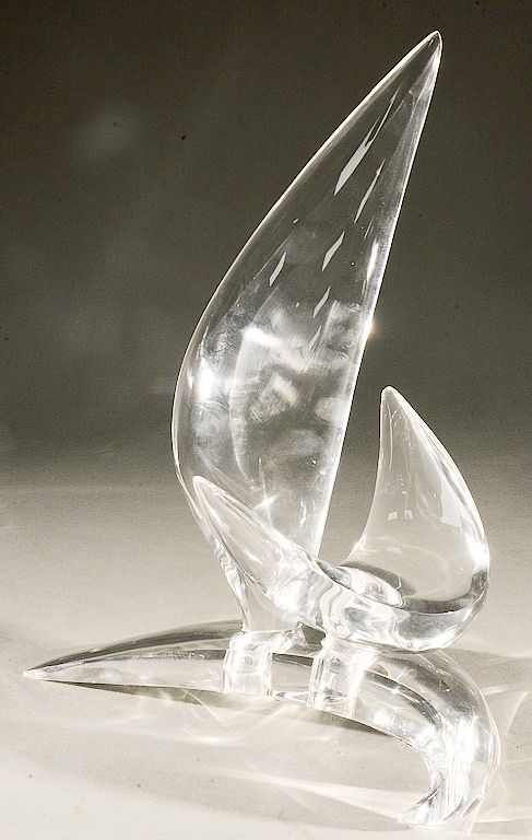 Appraisal: Steuben glass sculpture Sea Breeze in red leather fitted box