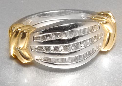 Appraisal: YELLOW AND WHITE GOLD DIAMOND DINNER RING K yellow and