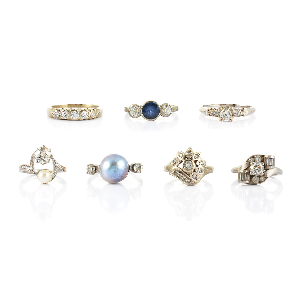 Appraisal: Group of Assorted Rings Platinum kt yellow white gold diamonds