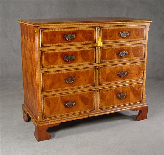 Appraisal: Oyster Burl Walnut Chest of Drawers Late th Century By