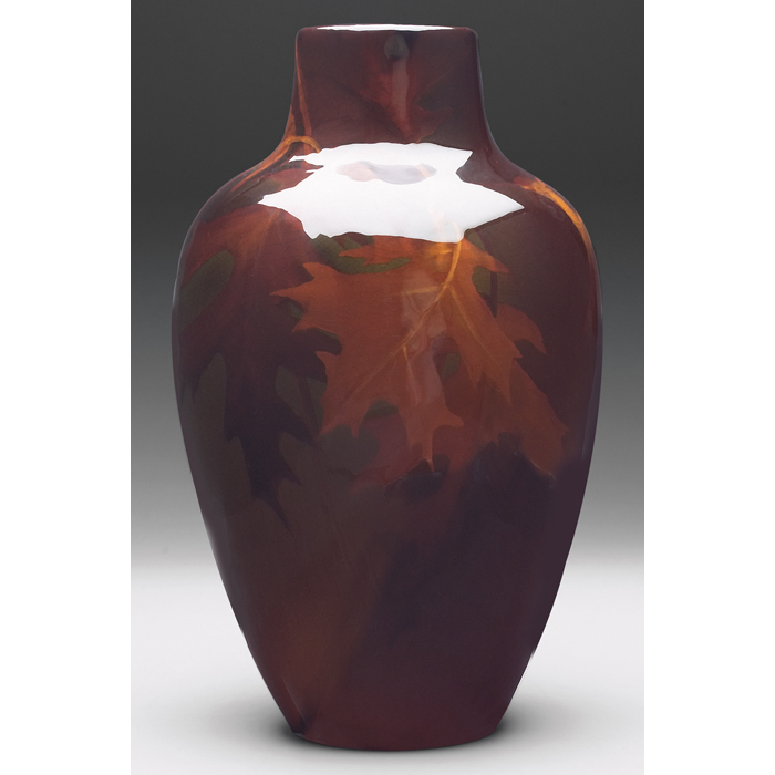 Appraisal: Rookwood vase Standard glaze with nicely painted leaves executed by