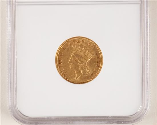 Appraisal: Three Dollar Gold Piece Certified NGC Grade XF