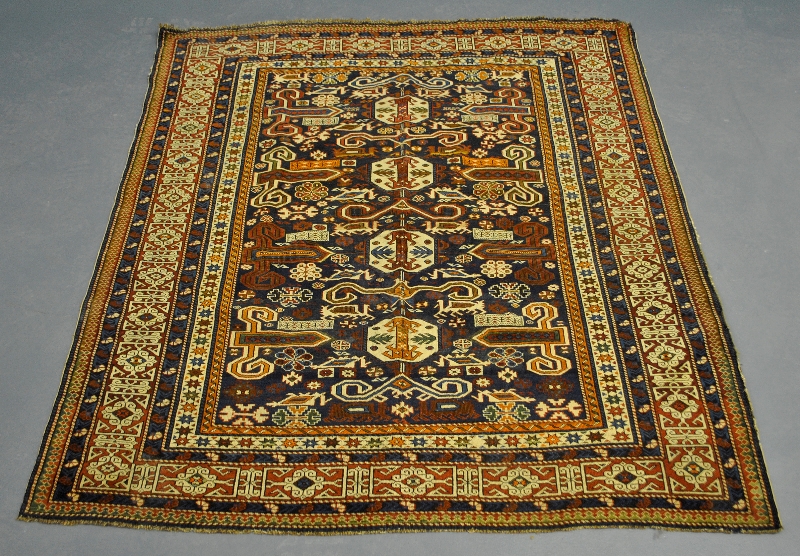 Appraisal: - Fine colorful Shirvan oriental mat with geometric patterns x