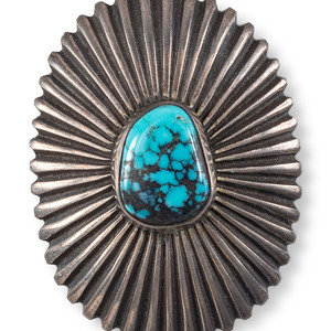 Appraisal: Kenneth Begay Din - Silver and Turquoise Pendant marked KB