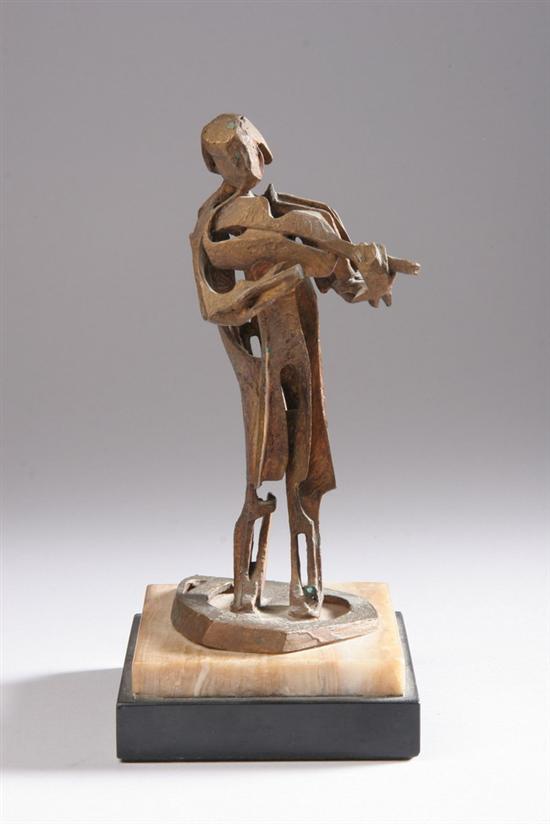 Appraisal: JOAN FITZGERALD American th century MAN PLAYING VIOLIN bronze mounted