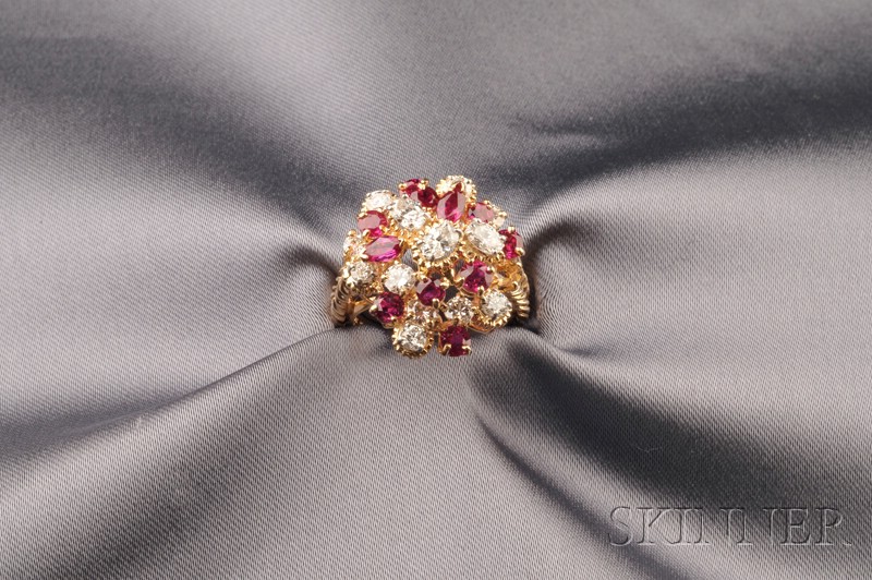 Appraisal: kt Gold Ruby and Diamond Cluster Ring Heyman Brothers the