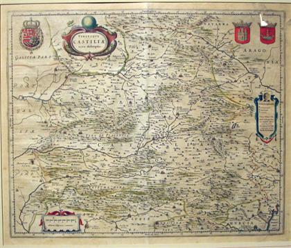 Appraisal: piece Partly Hand-Colored Engraved Map Jansson Jan Utriusque Castiliae Nova