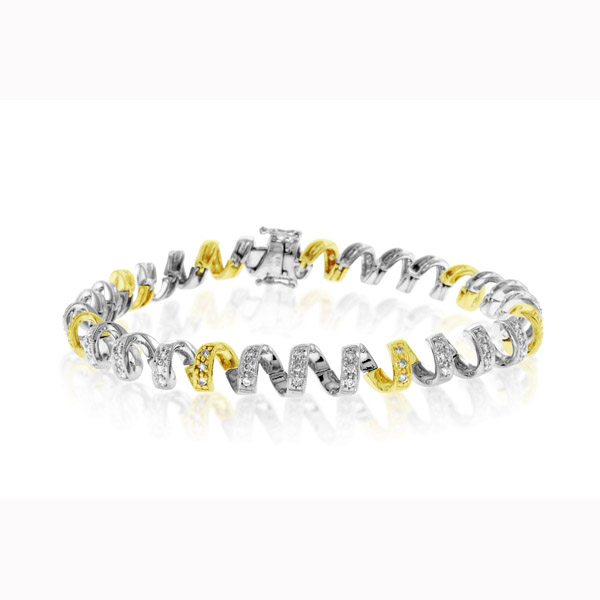 Appraisal: Estate k white and yellow gold diamond twist bracelet The