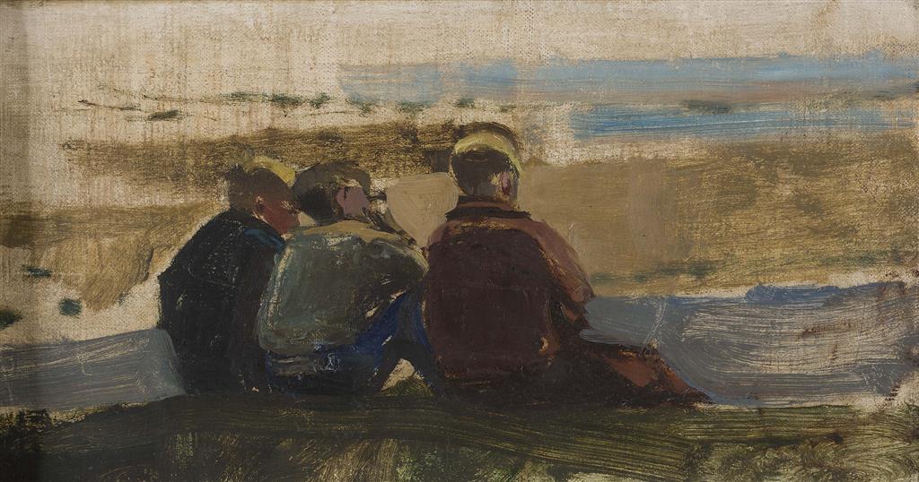 Appraisal: ANGUS NEIL SCOTTISH - BOYS ON A WALL NO Oil