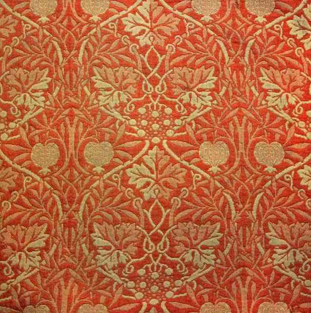 Appraisal: Two panels of Morris Co fabric 'Vine and Pomegranate' pattern