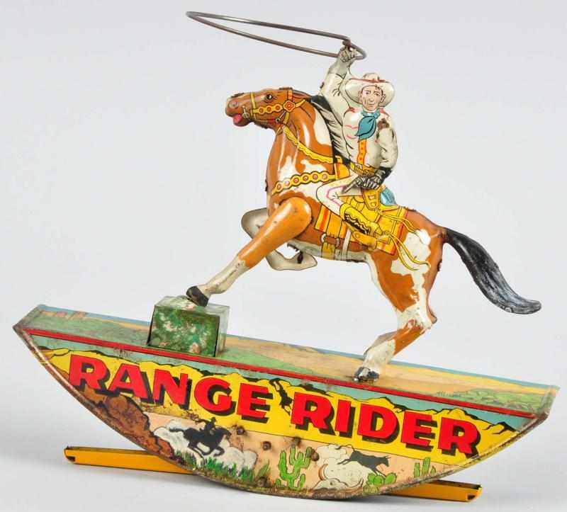 Appraisal: Tin Litho Marx Range Rider Wind-Up Toy Description American Working