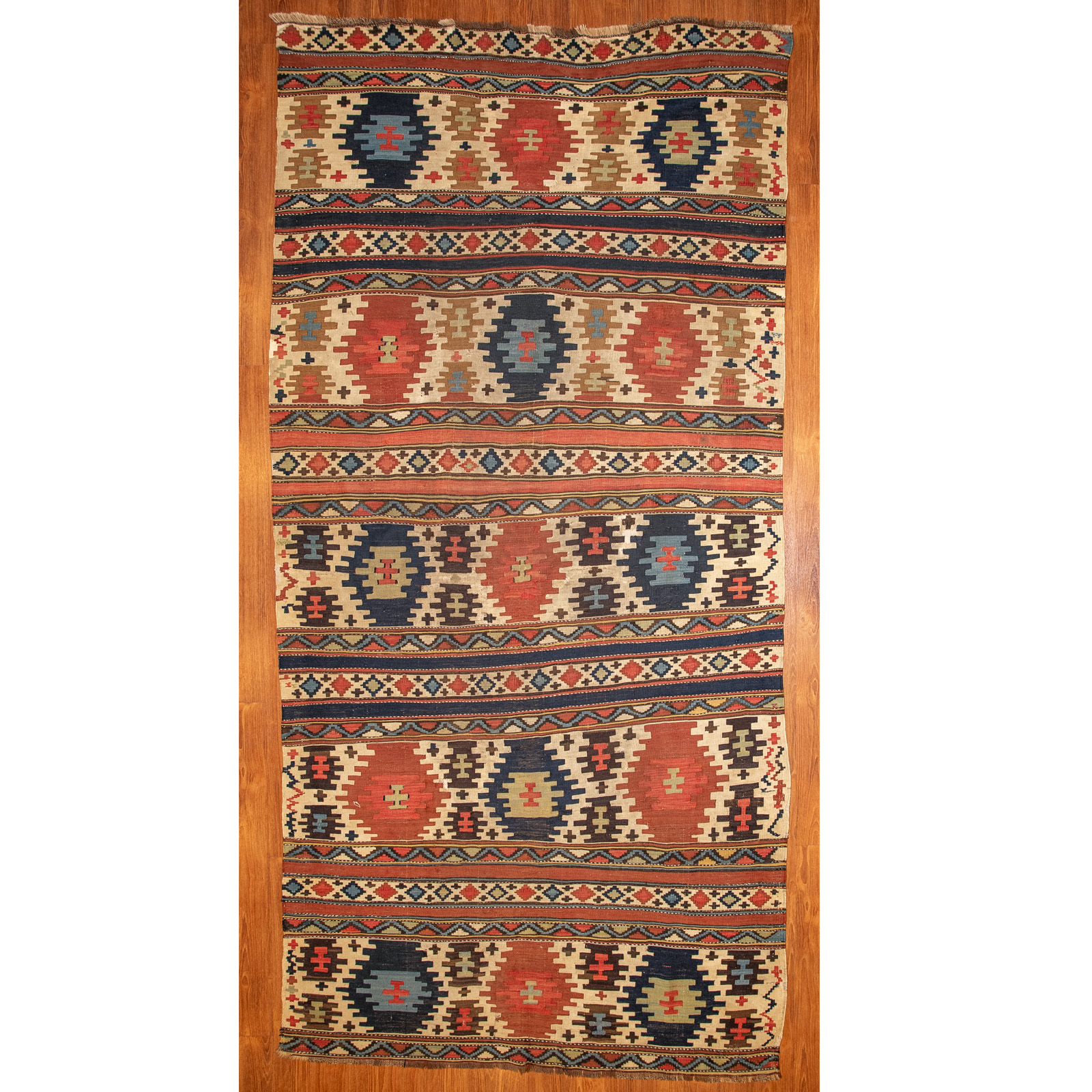 Appraisal: KILIM RUG TURKEY X Third quarter- th century hand-woven wool