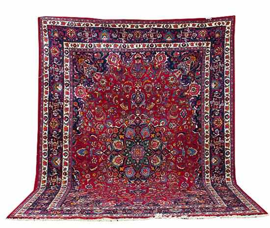 Appraisal: Persian Mashed carpet ' '' x ' '' Provenance Martinez